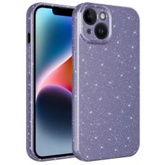 iPhone 14 Kılıf Kamera Korumalı Simli Lüks Koton Kapak