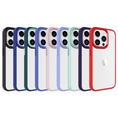 iPhone 15 Pro Kılıf Renkli Silikon Kenarlı Krom Kapak Kılıf