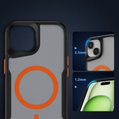 iPhone 15 Kılıf Magsafe Şarj Özellikli Renkli Kenar Airbag Şeritli Lamer Kapak