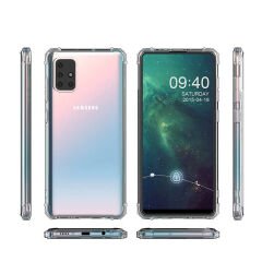 Samsung Galaxy A51 Kılıf Kılıf Nitro Anti Shock Darbe Emici Köşe Korumalı Şeffaf Silikon Kapak