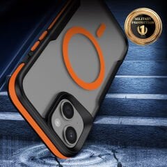 iPhone 14 Plus Kılıf Magsafe Şarj Özellikli Renkli Kenar Airbag Şeritli Lamer Kapak