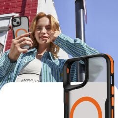 iPhone 14 Plus Kılıf Magsafe Şarj Özellikli Renkli Kenar Airbag Şeritli Lamer Kapak