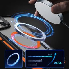 iPhone 14 Plus Kılıf Magsafe Şarj Özellikli Renkli Kenar Airbag Şeritli Lamer Kapak