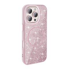 iPhone 16 Pro Kılıf Magsafe Şarj Özellikli Parlayan Simli Okso Kapak