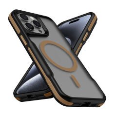 iPhone 14 Pro Max Kılıf Magsafe Şarj Özellikli Renkli Kenar Airbag Şeritli Lamer Kapak