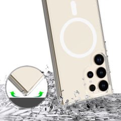 Samsung Galaxy S24 Ultra Kılıf Magsafe Şarj Özellikli Şeffaf Sert PC Embos Kapak