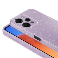 Xiaomi Redmi 12 Kılıf Kamera Korumalı Simli Lüks Koton Kapak