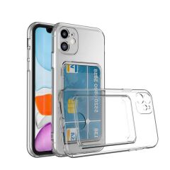 iPhone 11 Kılıf Kartlıklı Şeffaf Setra Clear Silikon Kapak