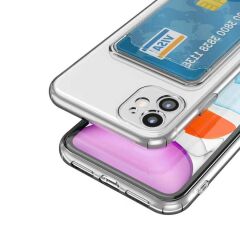 iPhone 11 Kılıf Kartlıklı Şeffaf Setra Clear Silikon Kapak