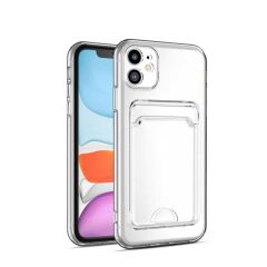 iPhone 11 Kılıf Kartlıklı Şeffaf Setra Clear Silikon Kapak