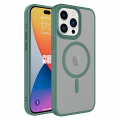 iPhone 15 Pro Kılıf Mat Arka Yüzey Wireless Şarj Özellikli Flet Magsafe Kapak