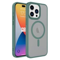 iPhone 15 Pro Kılıf Mat Arka Yüzey Wireless Şarj Özellikli Flet Magsafe Kapak