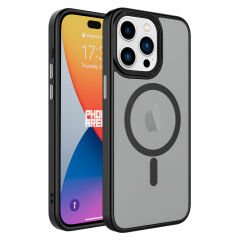 iPhone 15 Pro Kılıf Mat Arka Yüzey Wireless Şarj Özellikli Flet Magsafe Kapak