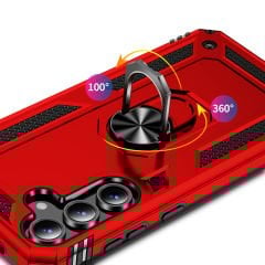 Samsung Galaxy S24 FE Kılıf Vega Tank Sert Yüzüklü Standlı Zırh Koruma Kapak