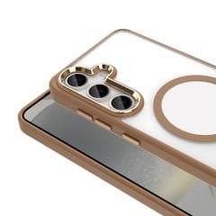 Samsung Galaxy S25 Kılıf Magsafe Şarj Özellikli Krom Magsafe Silikon Kapak