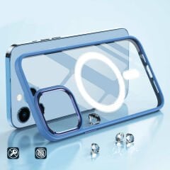 iPhone 14 Pro Max Kılıf Wireless Şarj Özellikli Krom Magsafe Silikon Kapak