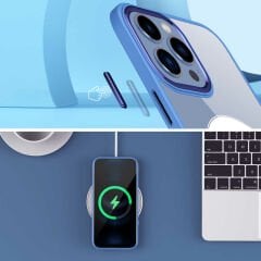 iPhone 14 Pro Max Kılıf Wireless Şarj Özellikli Krom Magsafe Silikon Kapak