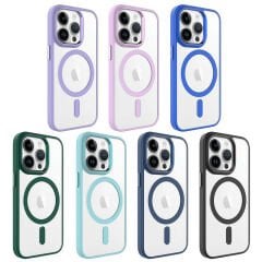 iPhone 14 Pro Max Kılıf Wireless Şarj Özellikli Krom Magsafe Silikon Kapak