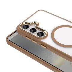 Samsung Galaxy S25 Plus Kılıf Magsafe Şarj Özellikli Krom Magsafe Silikon Kapak