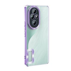 Honor 200  Kılıf Logo Gösteren Parlak Kenarlı Kamera Lens Korumalı Şeffaf Omega Silikon Kapak