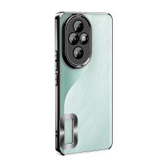 Honor 200  Kılıf Logo Gösteren Parlak Kenarlı Kamera Lens Korumalı Şeffaf Omega Silikon Kapak