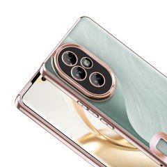 Honor 200  Kılıf Logo Gösteren Parlak Kenarlı Kamera Lens Korumalı Şeffaf Omega Silikon Kapak