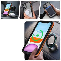iPhone 12 Kılıf Magsafe Şarj Özellikli Renkli Kenar Airbag Şeritli Lamer Kapak