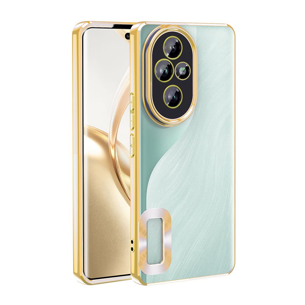 Honor 200 Pro  Kılıf Logo Gösteren Parlak Kenarlı Kamera Lens Korumalı Şeffaf Omega Silikon Kapak