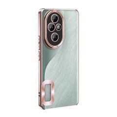 Honor 200 Pro  Kılıf Logo Gösteren Parlak Kenarlı Kamera Lens Korumalı Şeffaf Omega Silikon Kapak