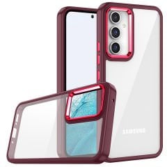 Samsung Galaxy A34 Kılıf Kamera Çıkıntılı Arkası Şeffaf Köşeleri Parlak Renkli Işlemeli Flora Kapak