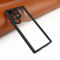 Samsung Galaxy S24 Ultra Kılıf Kamera Korumalı Şeffaf Arka Yüzey New Roll Kapak