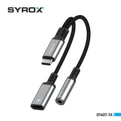 Syrox DT40T-TA Type 3.0 Type-C /Type-C / Type- C Dönüştürücü Kulaklık Şarj Dönüştürücü Hasir Kablolu