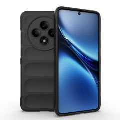 Oppo Reno 11FS Kılıf Esnek TPU Oyuklu Arka Yüzey Tasarımlı Etnik Silikon Kapak Siyah