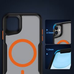 iPhone 11 Kılıf Magsafe Şarj Özellikli Renkli Kenar Airbag Şeritli Lamer Kapak