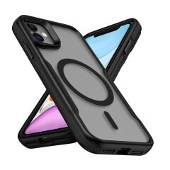 iPhone 11 Kılıf Magsafe Şarj Özellikli Renkli Kenar Airbag Şeritli Lamer Kapak