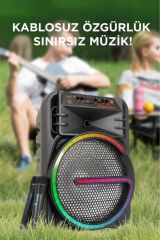 Bluetooth Hoparlör Rgb Işıklı Çift Mikrofonlu Kablosuz Speaker KTS-2170 Siyah