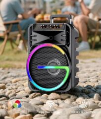 Bluetooth Hoparlör Rgb Işıklı Çift Mikrofonlu Kablosuz Speaker KTS-2170 Siyah