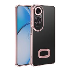Oppo A60  Kılıf Logo Gösteren Parlak Kenarlı Kamera Lens Korumalı Şeffaf Omega Silikon Kapak