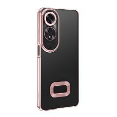 Oppo A60  Kılıf Logo Gösteren Parlak Kenarlı Kamera Lens Korumalı Şeffaf Omega Silikon Kapak