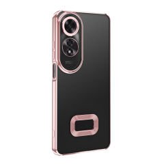 Oppo A60  Kılıf Logo Gösteren Parlak Kenarlı Kamera Lens Korumalı Şeffaf Omega Silikon Kapak