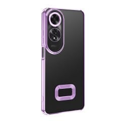 Oppo A60  Kılıf Logo Gösteren Parlak Kenarlı Kamera Lens Korumalı Şeffaf Omega Silikon Kapak