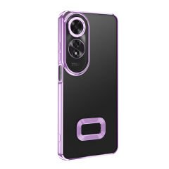 Oppo A60  Kılıf Logo Gösteren Parlak Kenarlı Kamera Lens Korumalı Şeffaf Omega Silikon Kapak