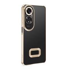 Oppo A60  Kılıf Logo Gösteren Parlak Kenarlı Kamera Lens Korumalı Şeffaf Omega Silikon Kapak