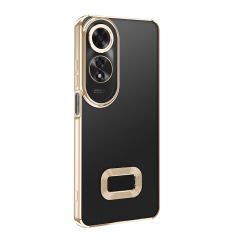 Oppo A60  Kılıf Logo Gösteren Parlak Kenarlı Kamera Lens Korumalı Şeffaf Omega Silikon Kapak