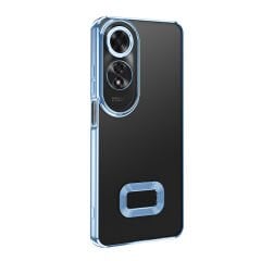 Oppo A60  Kılıf Logo Gösteren Parlak Kenarlı Kamera Lens Korumalı Şeffaf Omega Silikon Kapak