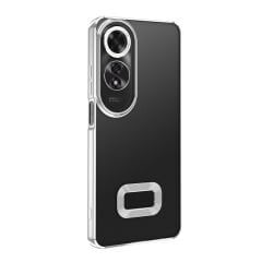 Oppo A60  Kılıf Logo Gösteren Parlak Kenarlı Kamera Lens Korumalı Şeffaf Omega Silikon Kapak