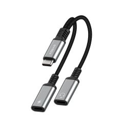 Syrox DT40T-TT Type 3.0 Type-C /Type-C / Type- C Dönüştürücü Kulaklık Şarj Dönüştürücü Hasir Kablolu Gri