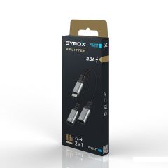 Syrox DT40T-TT Type 3.0 Type-C /Type-C / Type- C Dönüştürücü Kulaklık Şarj Dönüştürücü Hasir Kablolu Gri