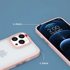 iPhone 14 Pro Max Renkli Silikon Kenarlı Kılıf Krom Kapak