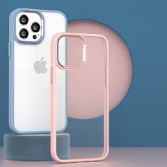 iPhone 14 Pro Max Renkli Silikon Kenarlı Kılıf Krom Kapak